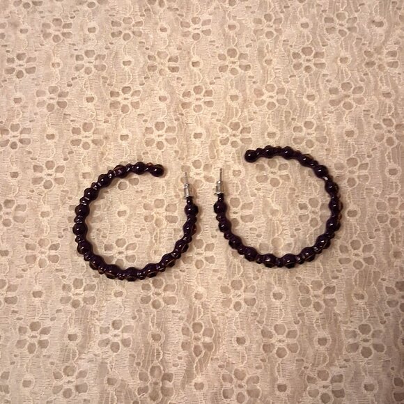 NEW Genuine Dark Purple Austrian Crystal Large Round Hoop Earrings 45mm - Picture 6 of 7